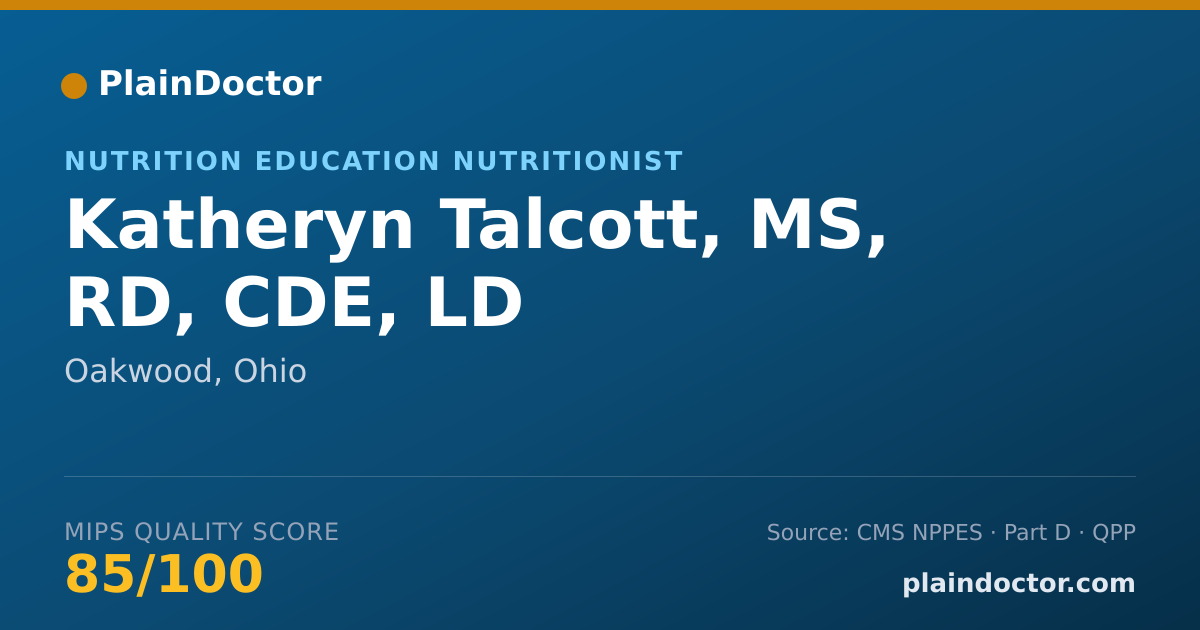 Shareable card for Katheryn Talcott, MS, RD, CDE, LD - Nutrition Education Nutritionist, Oakwood, OH