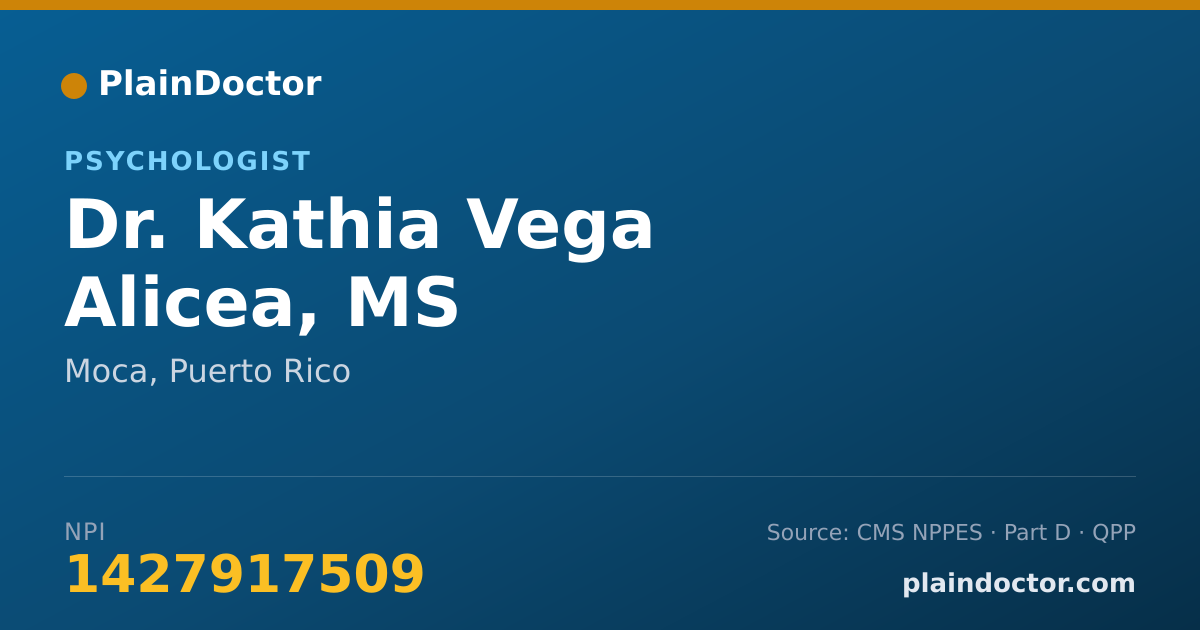 Shareable card for Kathia Vega Alicea, MS - Psychologist, Moca, PR