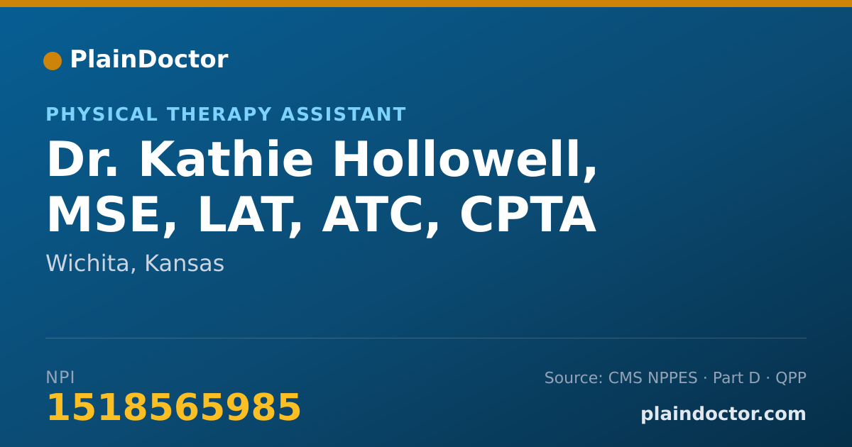 Shareable card for Kathie Hollowell, MSE, LAT, ATC, CPTA - Physical Therapy Assistant, Wichita, KS