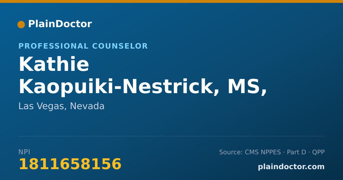 Shareable card for Kathie Kaopuiki-Nestrick, MS, NCC, LCPC - Professional Counselor, Las Vegas, NV
