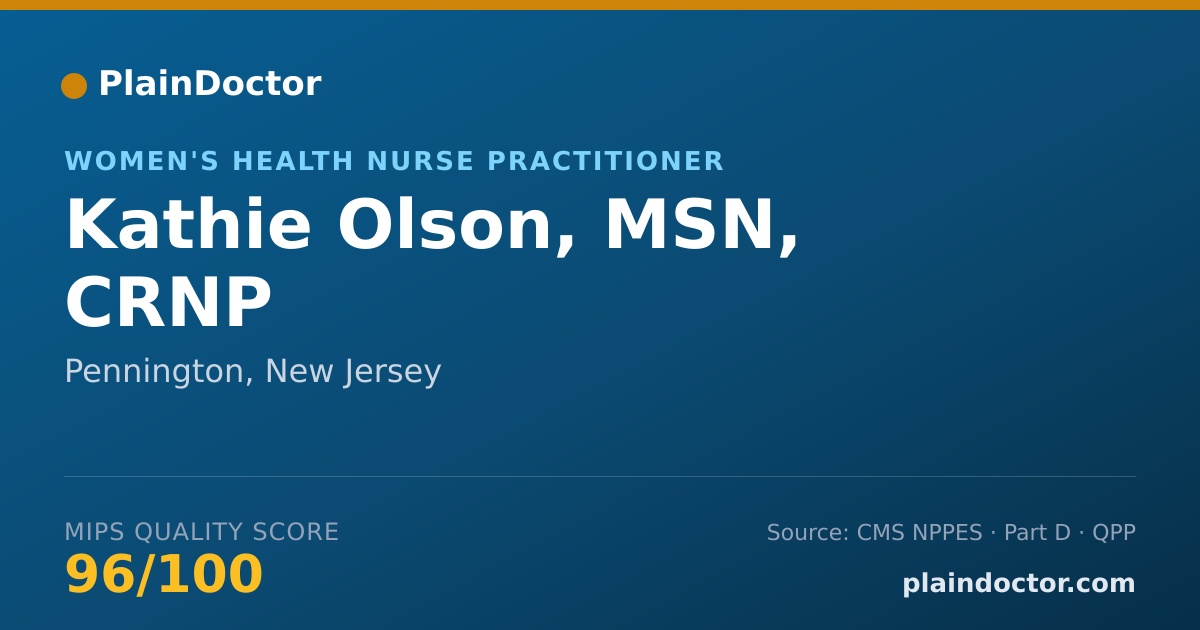 Shareable card for Kathie Olson, MSN, CRNP - Women's Health Nurse Practitioner, Pennington, NJ
