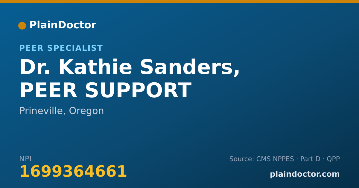 Shareable card for Kathie Sanders, PEER SUPPORT - Peer Specialist, Prineville, OR