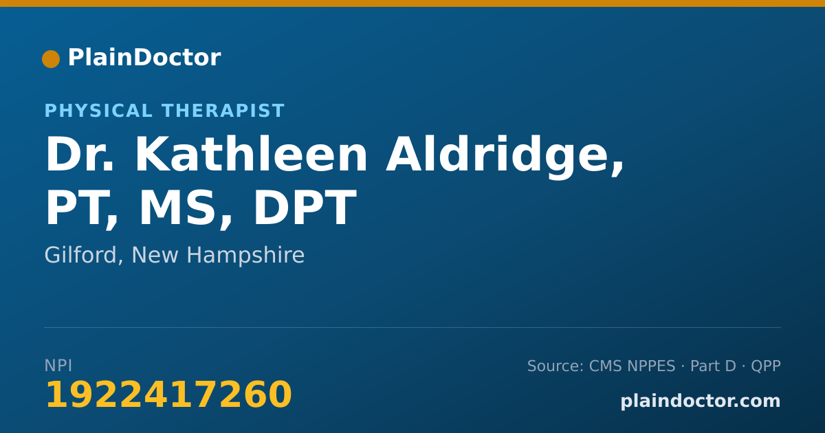 Shareable card for Kathleen Aldridge, PT, MS, DPT - Physical Therapist, Gilford, NH