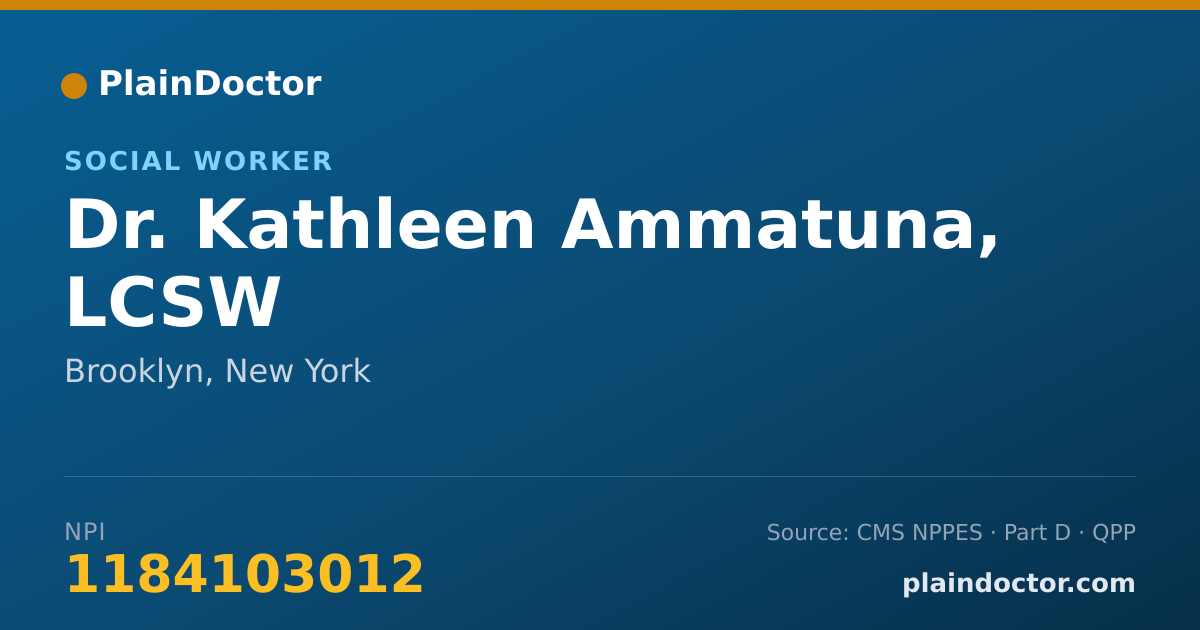 Shareable card for Kathleen Ammatuna, LCSW - Social Worker, Brooklyn, NY