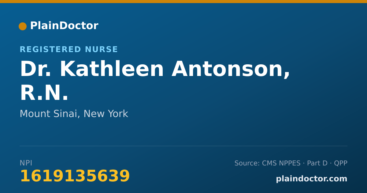 Shareable card for Kathleen Antonson, R.N. - Registered Nurse, Mount Sinai, NY