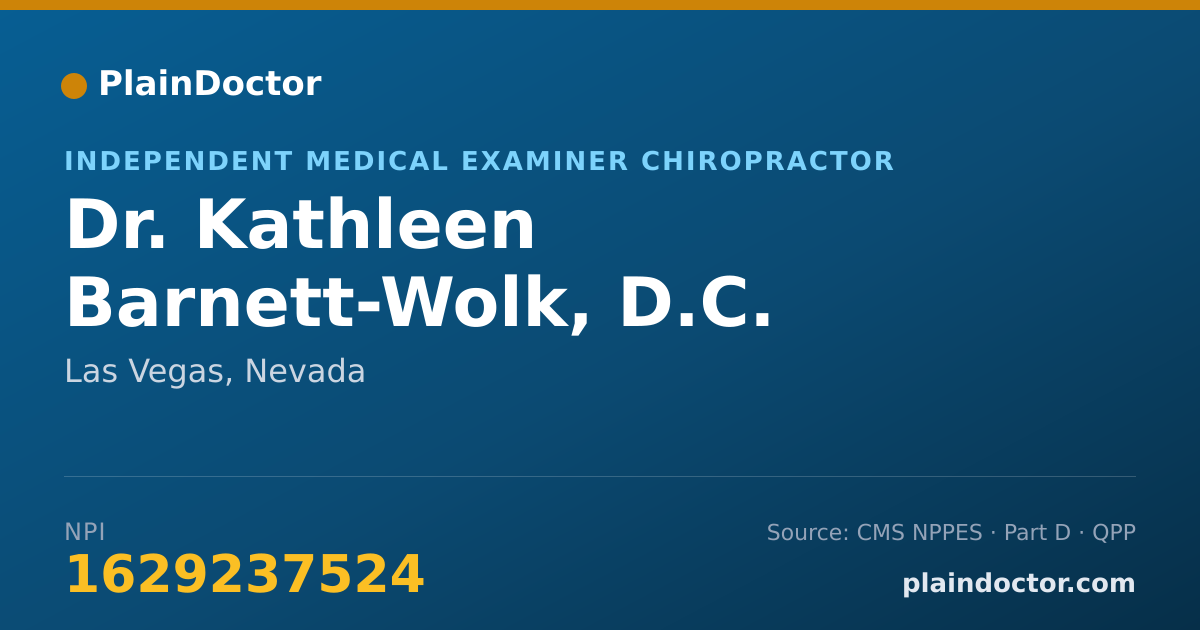Shareable card for Kathleen Barnett-Wolk, D.C. - Independent Medical Examiner Chiropractor, Las Vegas, NV