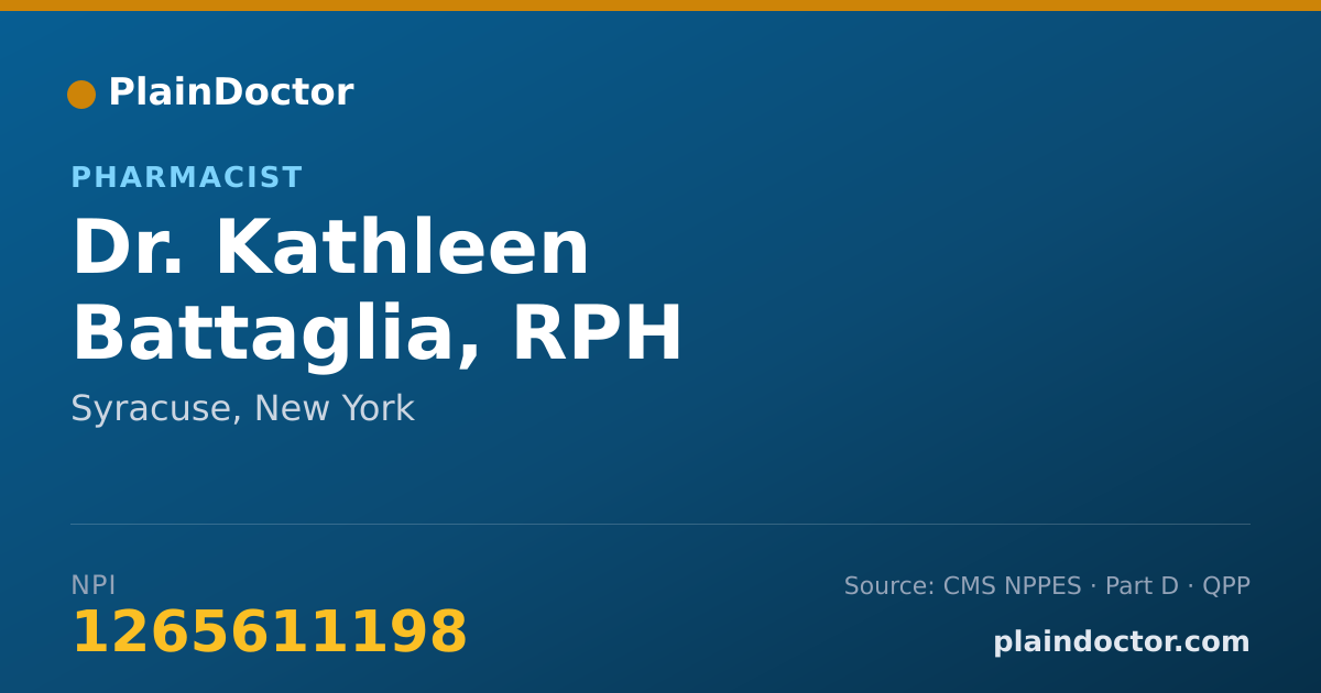 Shareable card for Kathleen Battaglia, RPH - Pharmacist, Syracuse, NY