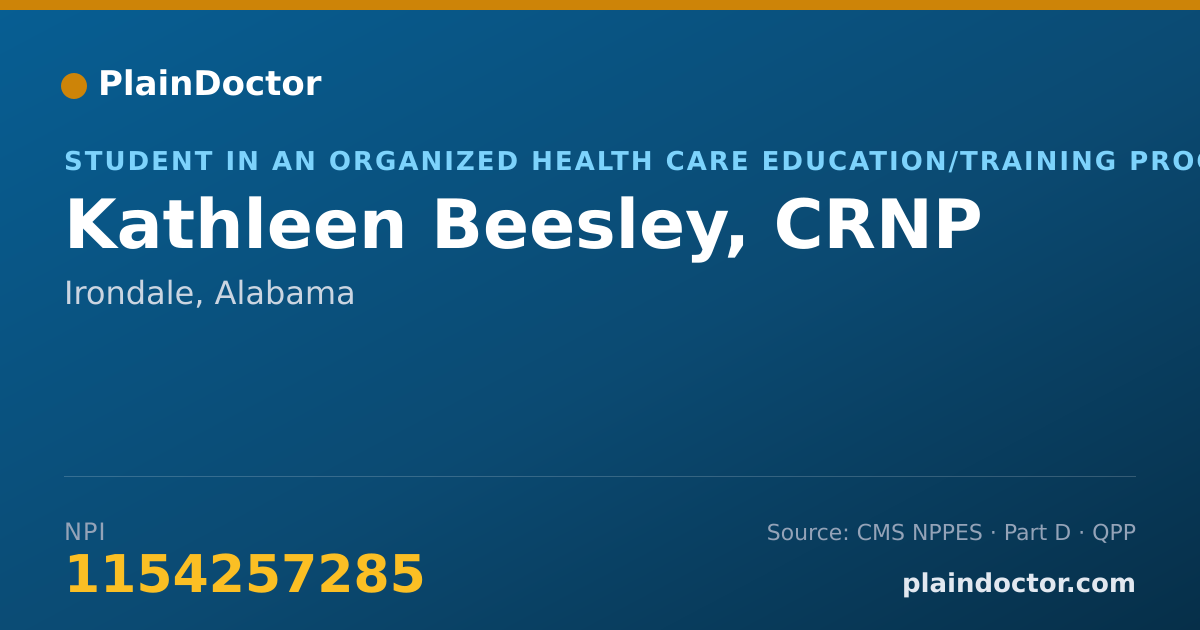 Shareable card for Kathleen Beesley, CRNP - Student in an Organized Health Care Education/Training Program, Irondale, AL