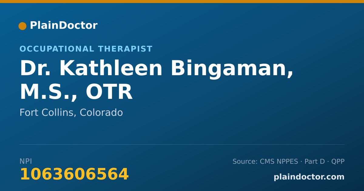 Shareable card for Kathleen Bingaman, M.S., OTR - Occupational Therapist, Fort Collins, CO