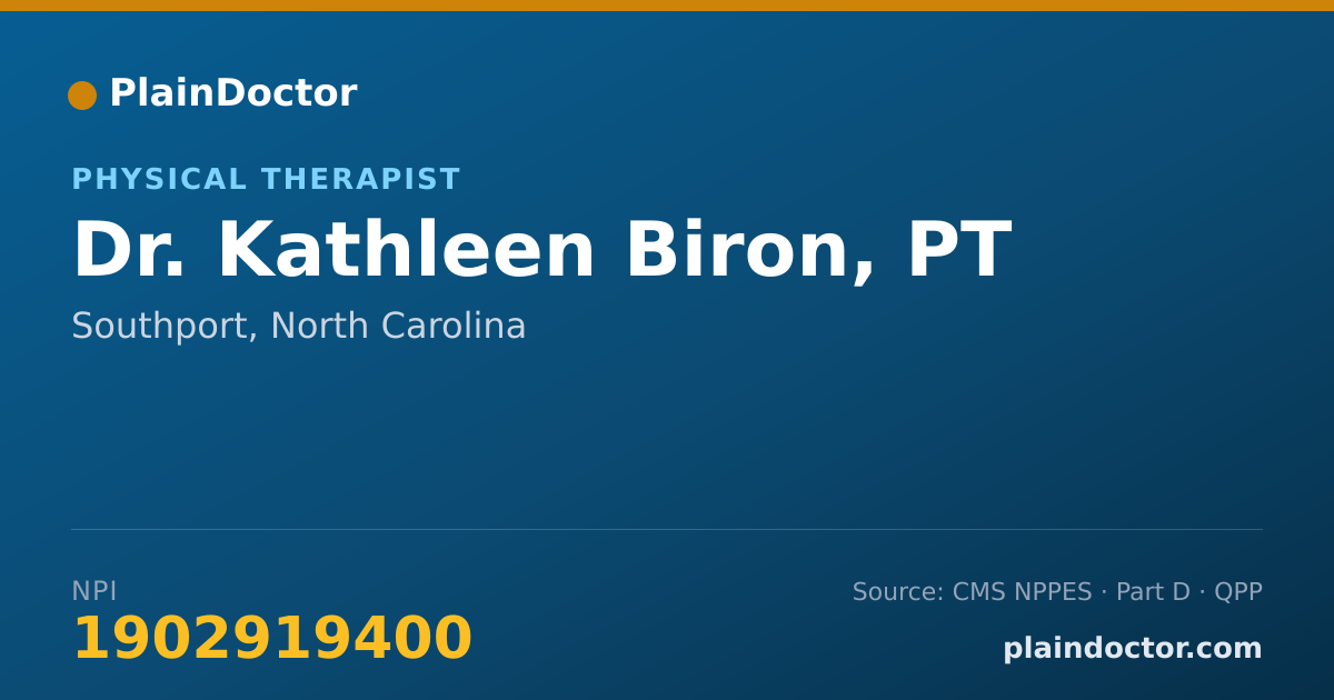 Shareable card for Kathleen Biron, PT - Physical Therapist, Southport, NC
