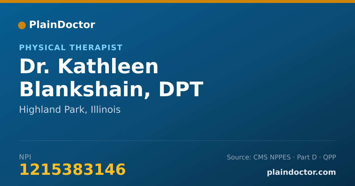 Shareable card for Kathleen Blankshain, DPT - Physical Therapist, Highland Park, IL