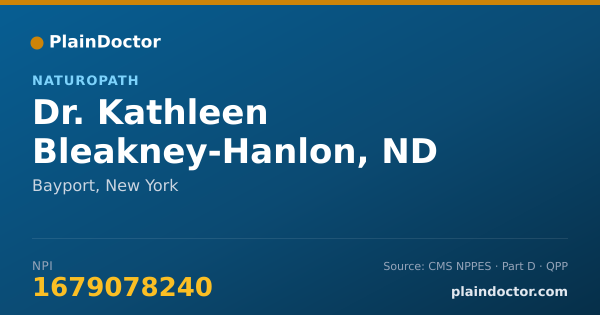 Shareable card for Kathleen Bleakney-Hanlon, ND - Naturopath, Bayport, NY