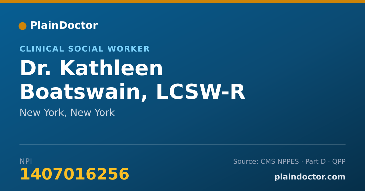 Shareable card for Kathleen Boatswain, LCSW-R - Clinical Social Worker, New York, NY