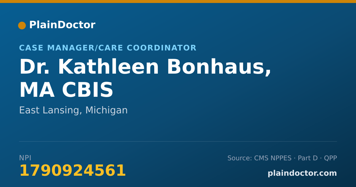Shareable card for Kathleen Bonhaus, MA CBIS - Case Manager/Care Coordinator, East Lansing, MI