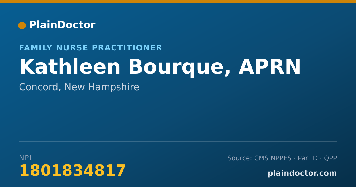 Shareable card for Kathleen Bourque, APRN - Family Nurse Practitioner, Concord, NH