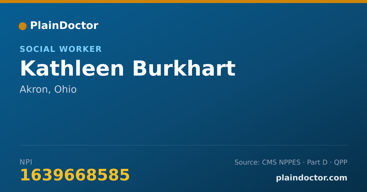 Shareable card for Kathleen Burkhart - Social Worker, Akron, OH