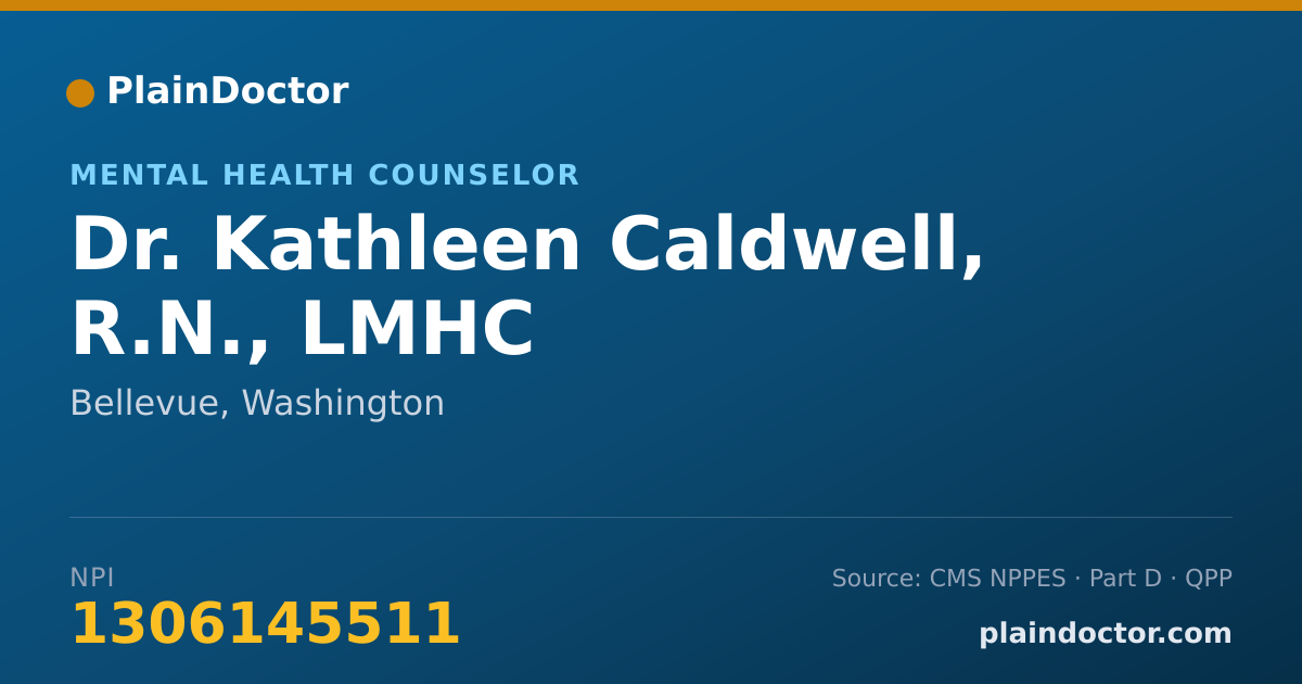 Shareable card for Kathleen Caldwell, R.N., LMHC - Mental Health Counselor, Bellevue, WA