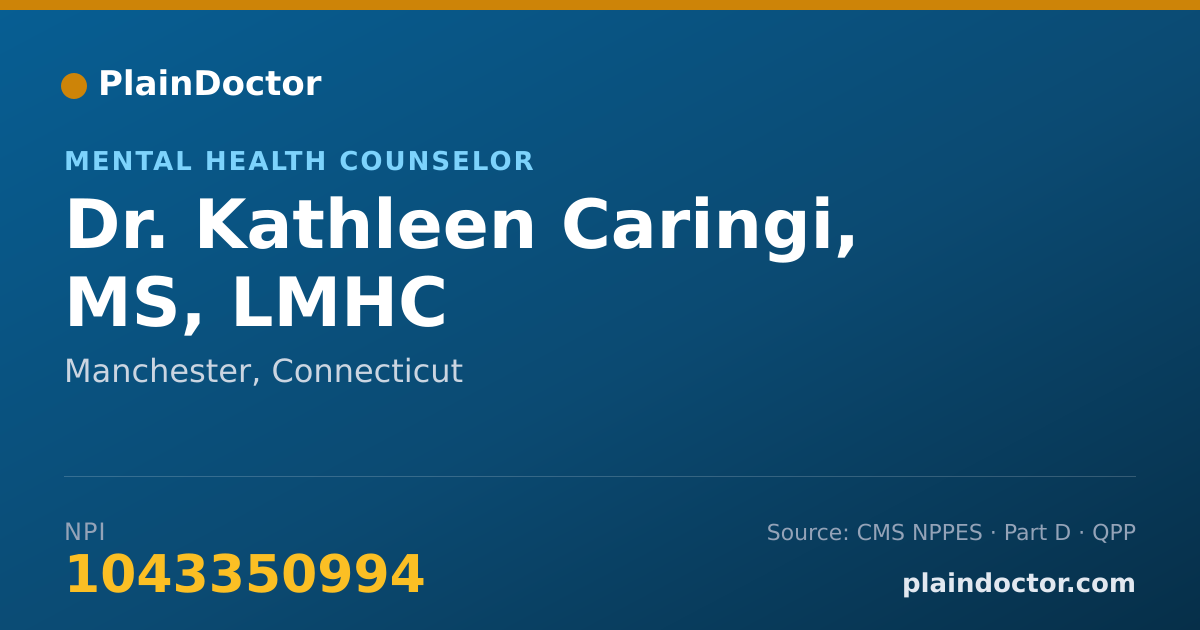 Shareable card for Kathleen Caringi, MS, LMHC - Mental Health Counselor, Manchester, CT