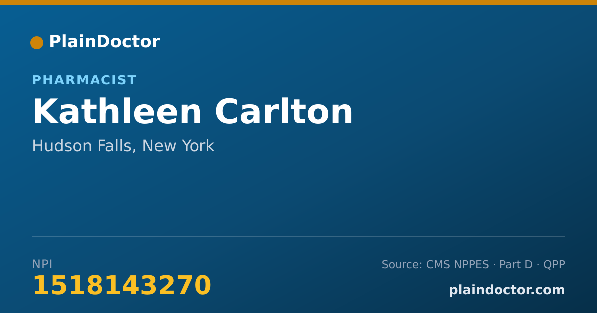 Shareable card for Kathleen Carlton - Pharmacist, Hudson Falls, NY