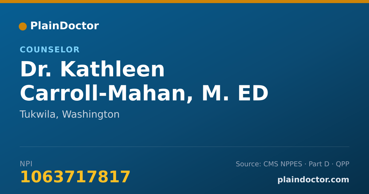 Shareable card for Kathleen Carroll-Mahan, M. ED - Counselor, Tukwila, WA