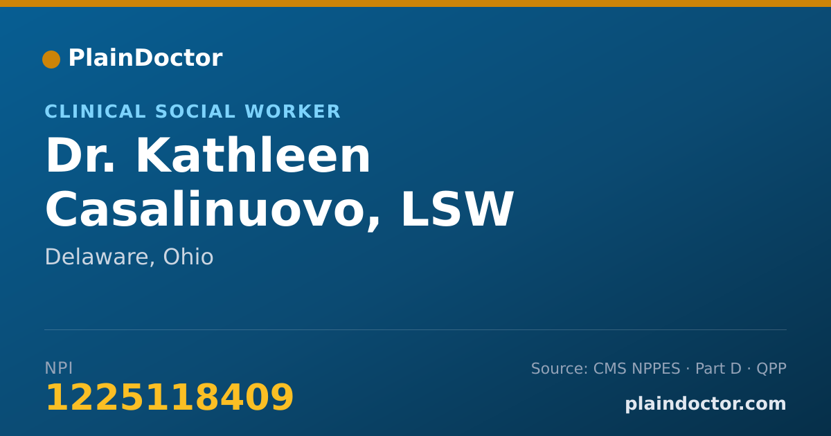 Shareable card for Kathleen Casalinuovo, LSW - Clinical Social Worker, Delaware, OH