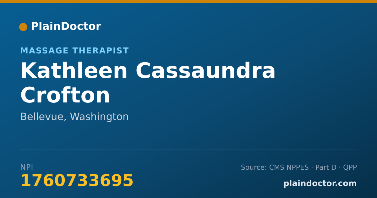 Shareable card for Kathleen Cassaundra Crofton - Massage Therapist, Bellevue, WA