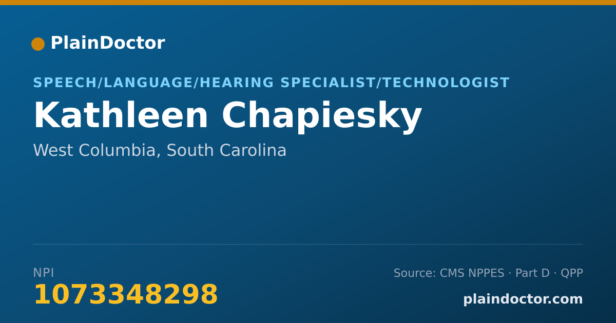 Shareable card for Kathleen Chapiesky - Speech/Language/Hearing Specialist/Technologist, West Columbia, SC