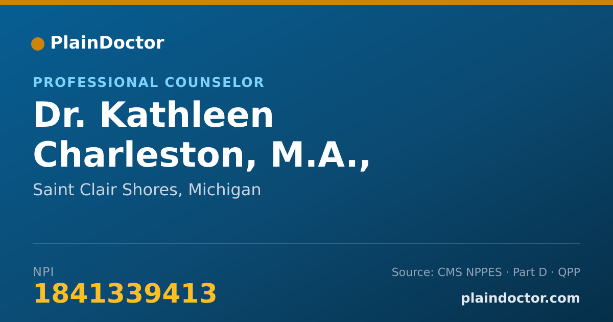 Shareable card for Kathleen Charleston, M.A., L.L.P.C.,N.C.C - Professional Counselor, Saint Clair Shores, MI
