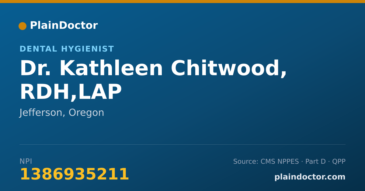 Shareable card for Kathleen Chitwood, RDH,LAP - Dental Hygienist, Jefferson, OR
