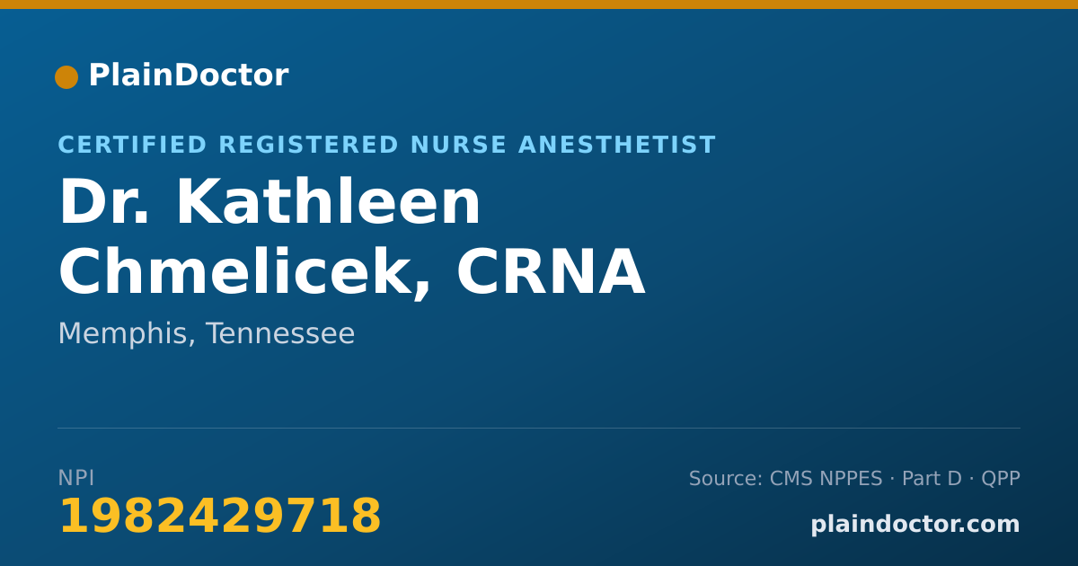 Shareable card for Kathleen Chmelicek, CRNA - Certified Registered Nurse Anesthetist, Memphis, TN