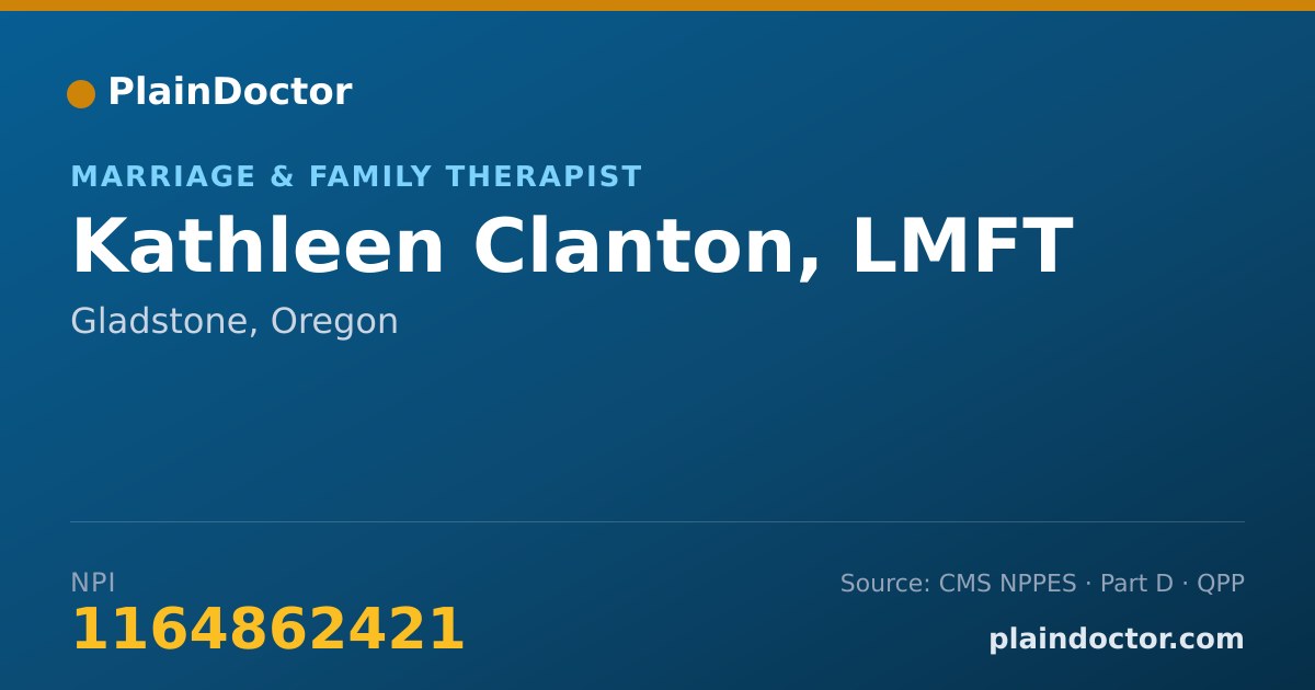 Shareable card for Kathleen Clanton, LMFT - Student in an Organized Health Care Education/Training Program, Gladstone, OR