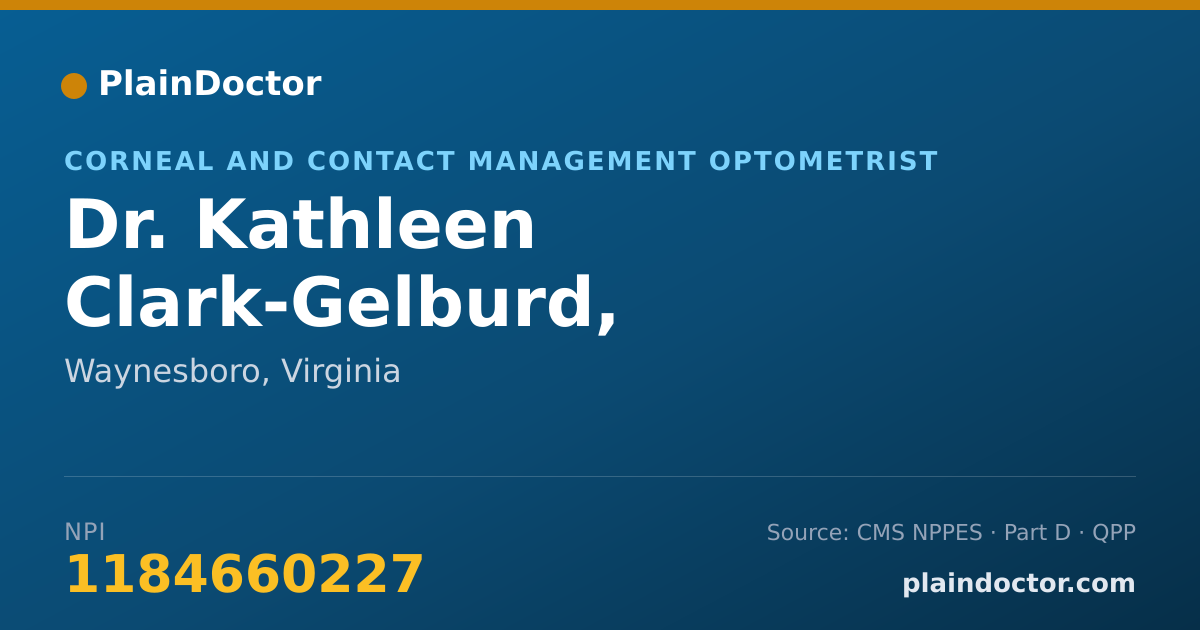 Shareable card for Kathleen Clark-Gelburd, OPTOMETRIST - Corneal and Contact Management Optometrist, Waynesboro, VA
