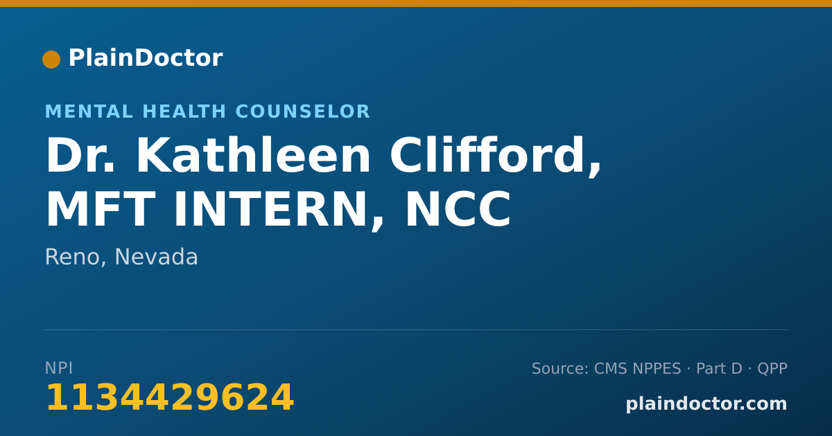 Shareable card for Kathleen Clifford, MFT INTERN, NCC - Mental Health Counselor, Reno, NV