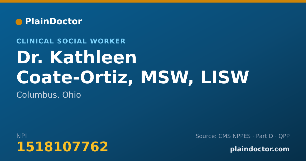 Shareable card for Kathleen Coate-Ortiz, MSW, LISW - Clinical Social Worker, Columbus, OH