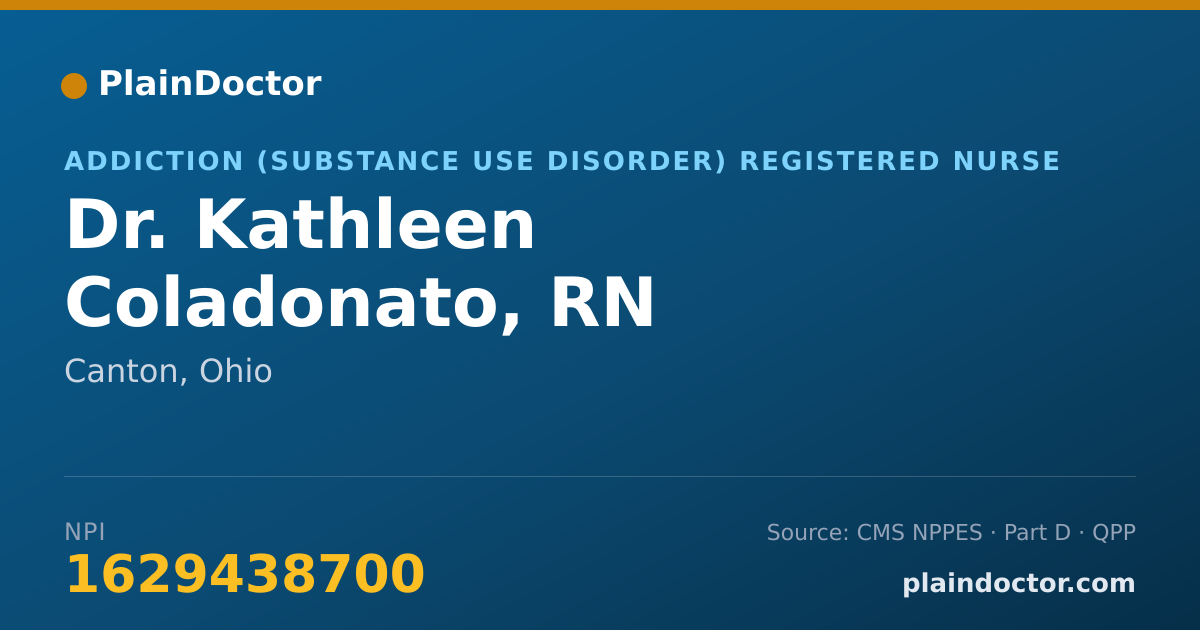 Shareable card for Kathleen Coladonato, RN - Addiction (Substance Use Disorder) Registered Nurse, Canton, OH