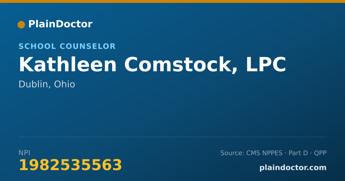 Shareable card for Kathleen Comstock, LPC - Counselor, Dublin, OH