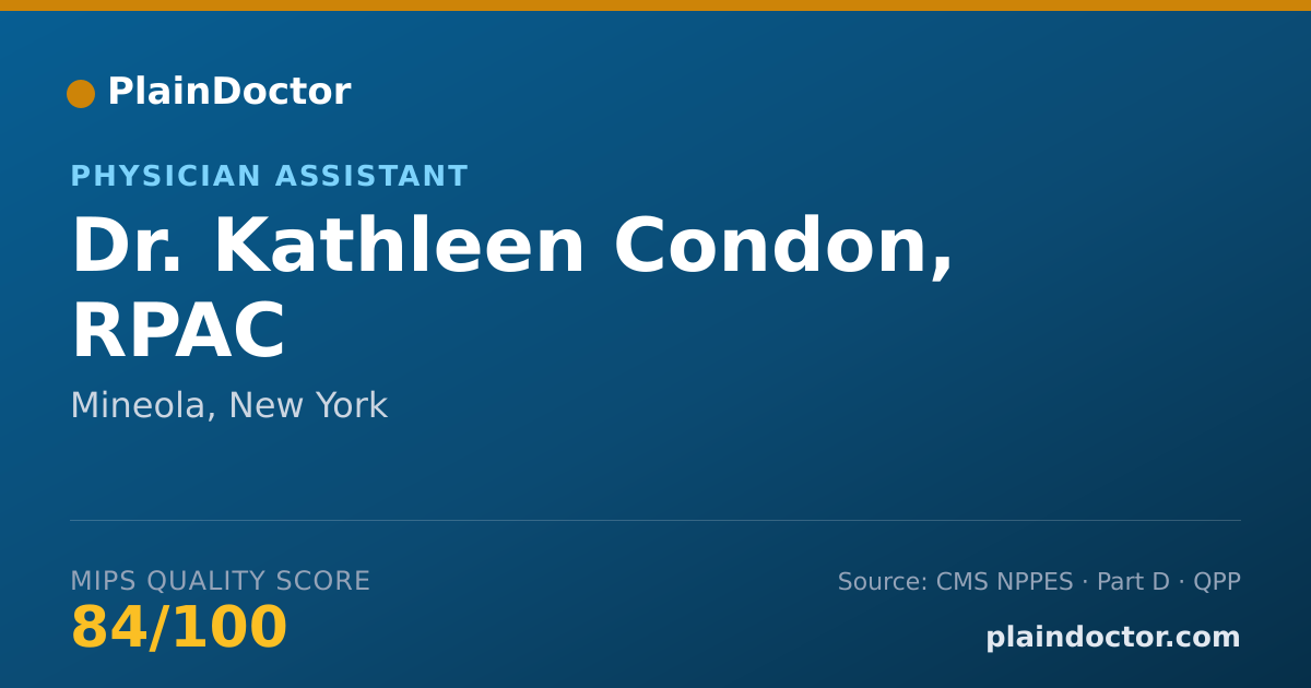 Shareable card for Kathleen Condon, RPAC - Physician Assistant, Mineola, NY
