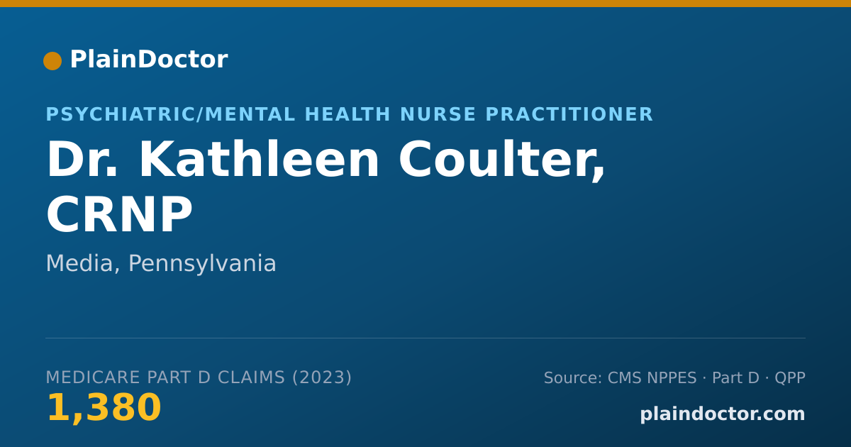 Shareable card for Kathleen Coulter, CRNP - Psychiatric/Mental Health Nurse Practitioner, Media, PA