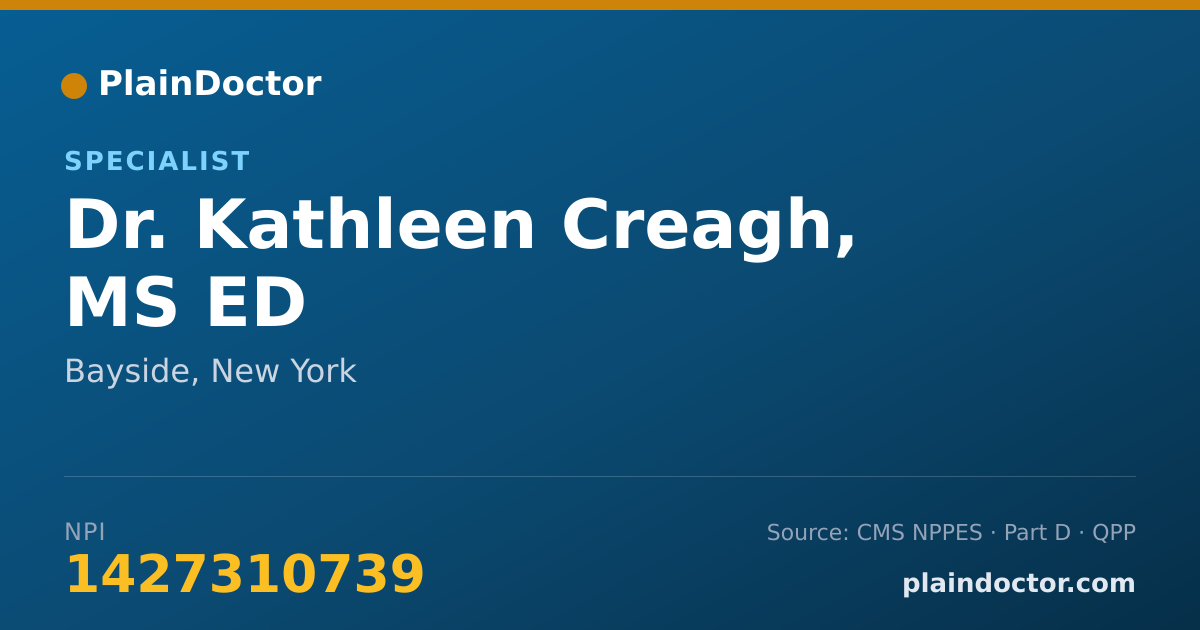 Shareable card for Kathleen Creagh, MS ED - Specialist, Bayside, NY