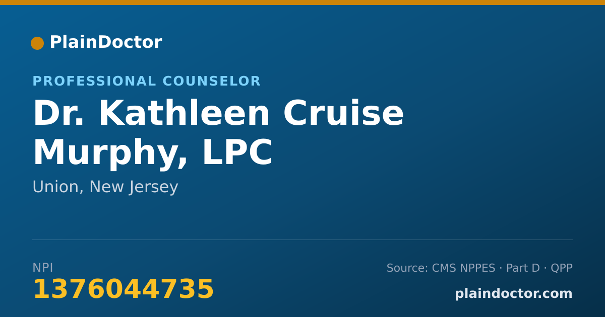Shareable card for Kathleen Cruise Murphy, LPC - Professional Counselor, Union, NJ