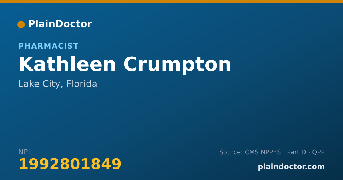 Shareable card for Kathleen Crumpton - Pharmacist, Lake City, FL