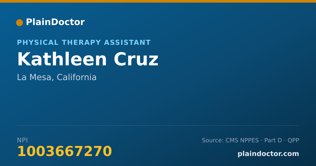 Shareable card for Kathleen Cruz - Physical Therapy Assistant, La Mesa, CA