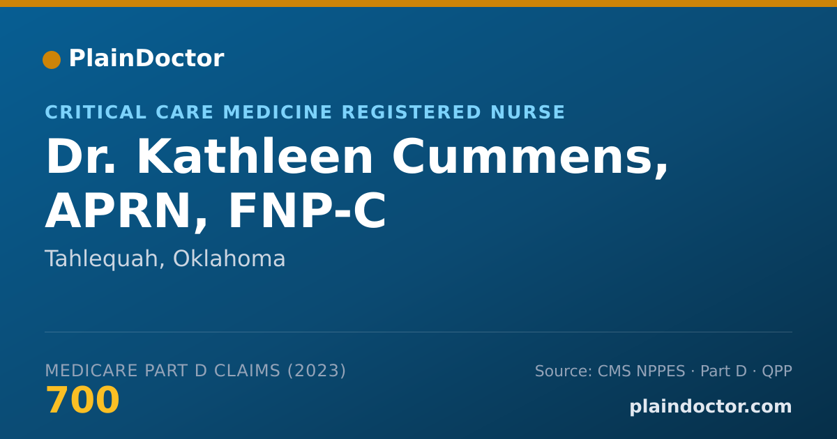 Shareable card for Kathleen Cummens, APRN, FNP-C - Critical Care Medicine Registered Nurse, Tahlequah, OK
