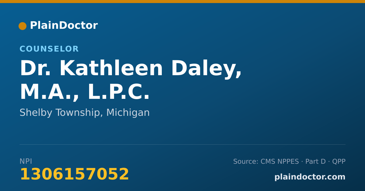 Shareable card for Kathleen Daley, M.A., L.P.C. - Counselor, Shelby Township, MI