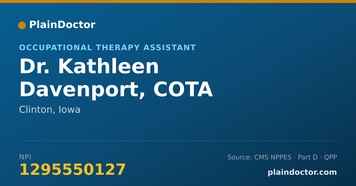 Shareable card for Kathleen Davenport, COTA - Occupational Therapy Assistant, Clinton, IA