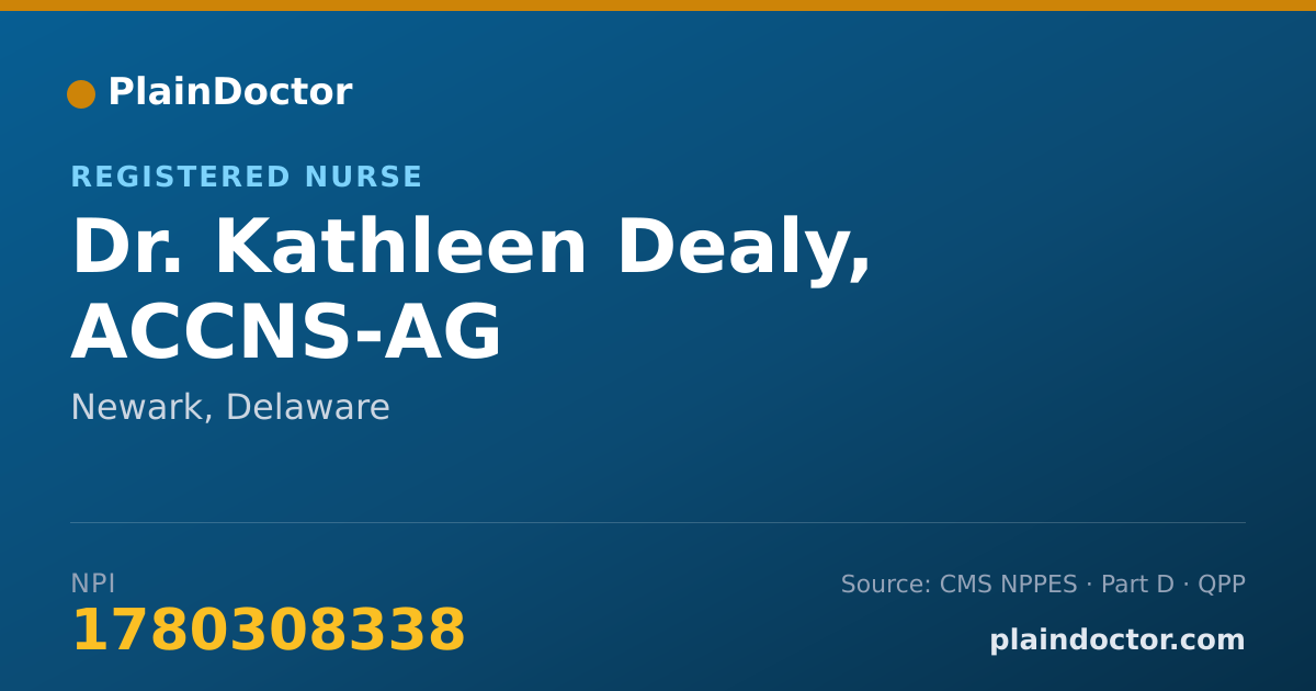 Shareable card for Kathleen Dealy, ACCNS-AG - Registered Nurse, Newark, DE