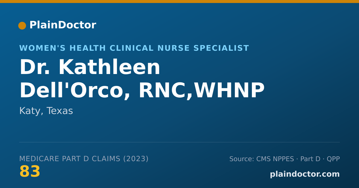 Shareable card for Kathleen Dell'Orco, RNC,WHNP - Women's Health Clinical Nurse Specialist, Katy, TX