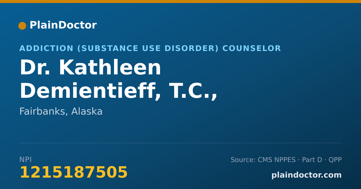 Shareable card for Kathleen Demientieff, T.C., C.D.C.1 - Addiction (Substance Use Disorder) Counselor, Fairbanks, AK