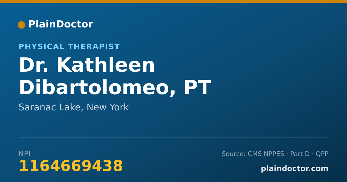 Shareable card for Kathleen Dibartolomeo, PT - Physical Therapist, Saranac Lake, NY