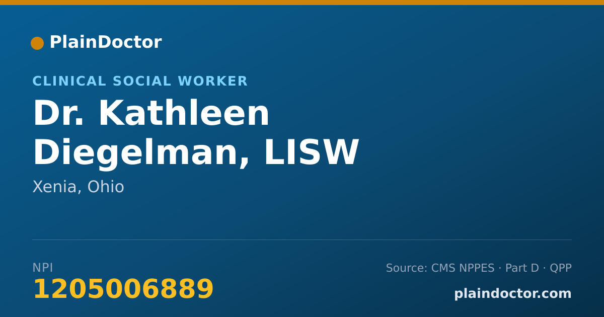 Shareable card for Kathleen Diegelman, LISW - Clinical Social Worker, Xenia, OH